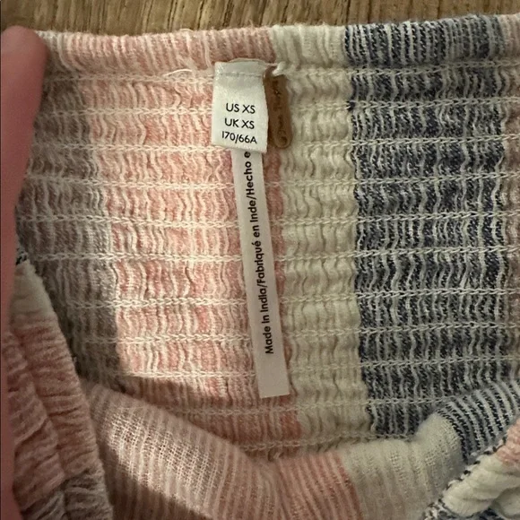 Free People Wide Leg Striped Pants in Pink, Gray & Cream - Picture 3 of 4